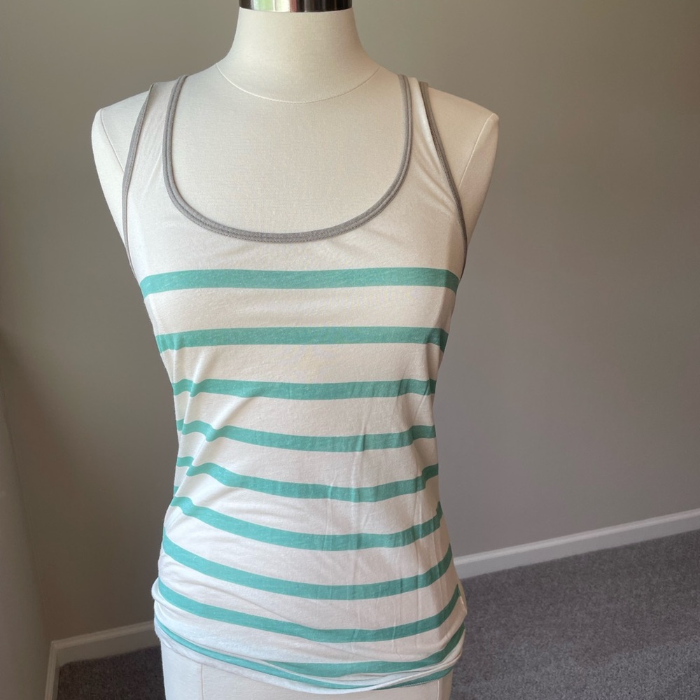 J. Crew Green and Blue Fitted Tank Top